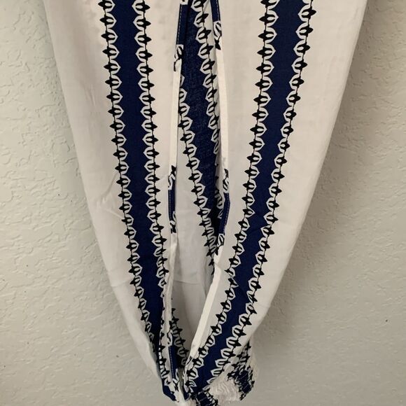 Solitaire Navy White Swimwear Open Sides Rayon Pants Joggers Size L - Picture 8 of 10